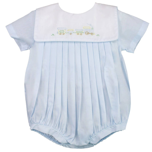 Petit Ami Romper with Train Embroidery - 3m