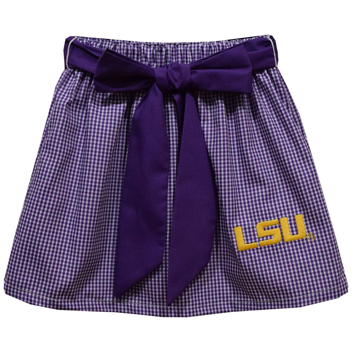 LSU Tigers Embroidered Purple Gingham Skirt-Sash