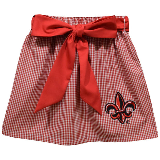 Louisiana at Lafayette Cajuns Embroidered Red Gingham Skirt-Sash