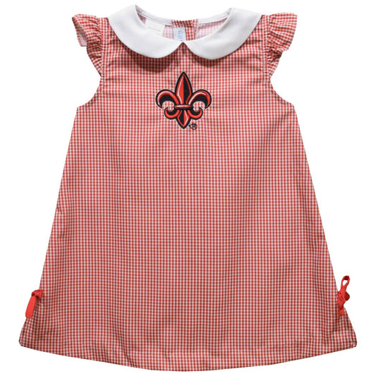 Louisiana at Lafayette Cajuns Embroidered Gingham A Line Dress