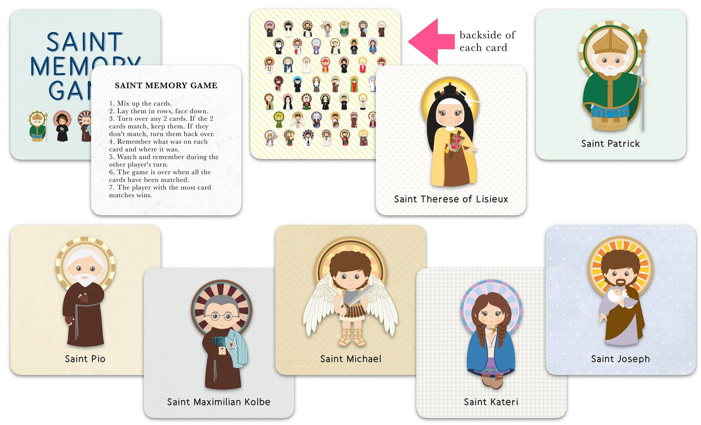 Saint Memory Game Card Set