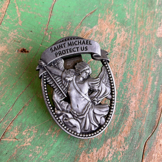 Oval St Michael Visor Clip