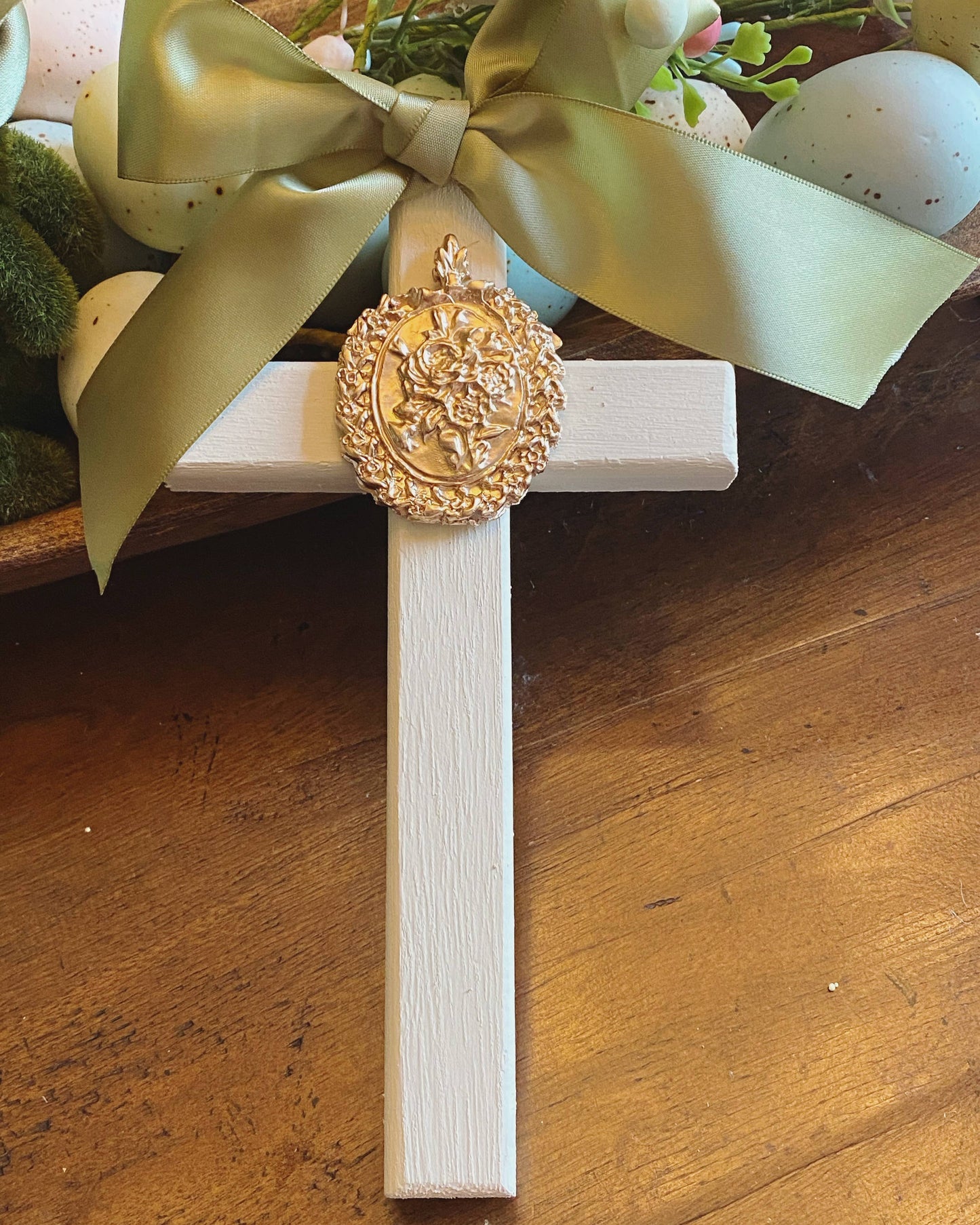 Rose Intaglio Wooden CrosS