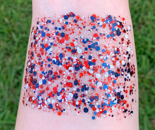 Red, Blue, & White Organic Hair/Body/Face Glitter