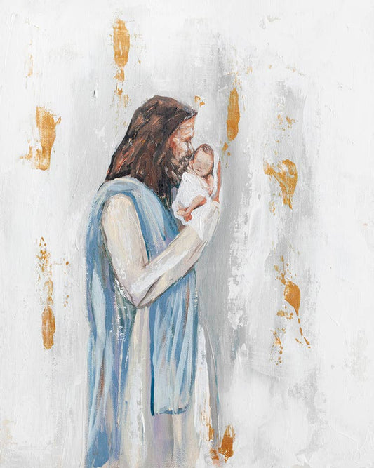 'I Knew You' Baby and Jesus Paper 8X10 Print in Gray