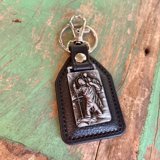 St. Christopher Leather Saint Keychain