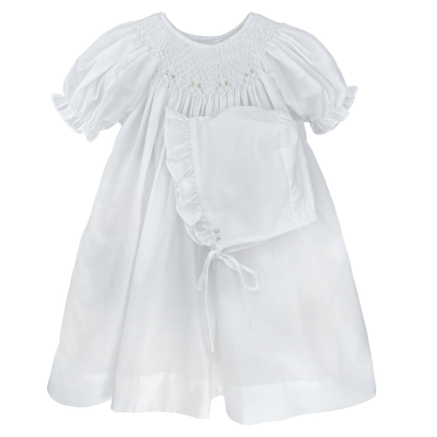 Petit Ami Smocked Day Gown with Raglan Embroidery